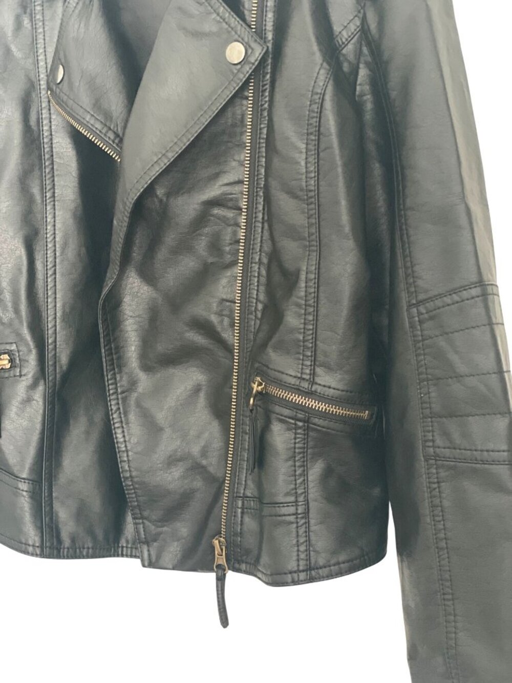 Davids Bridal Black Faux Leather Jacket "Just Married" Med Wedding Reception - Picture 3 of 5
